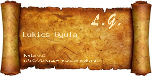 Lukics Gyula névjegykártya